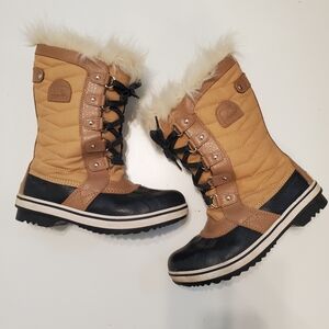 Sorel 5 Toffino Snow Boots Curry Fawn Waterproof Warm Winter Tall Boot Faux Fur